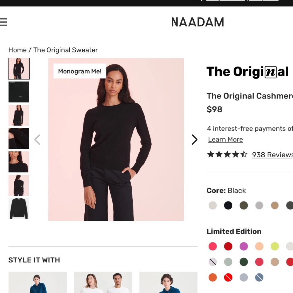Naadam original cashmere crewneck sweater (NWOT)
